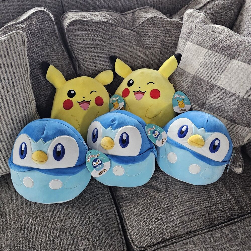 Original Pokemon Squishmallows Lot Of 5 - 2 Pikachu & 3 Piplup NWT